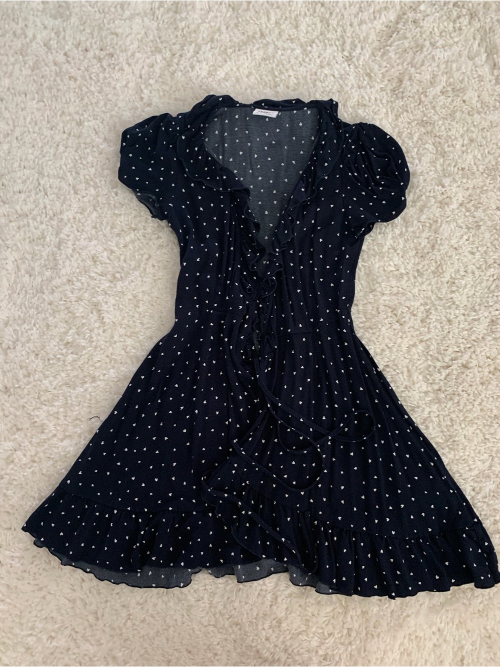 Sunday Best Navy Top with White Heart Print